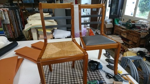 Tapisserie chaise tissu enduit